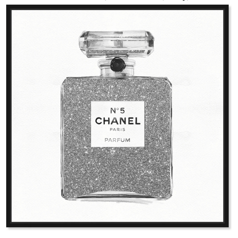 Chanel Number 5' Perfumes Home Décor, Black Frame 25 x 25